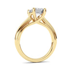 2CTW Emerald Shaped Lab Grown Diamond (F/VS) Cathedral Shank Engagement Ring in 14K Yellow Gold