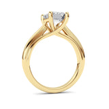 2CTW Emerald Shaped Lab Grown Diamond (F/VS) Cathedral Shank Engagement Ring in 14K Yellow Gold