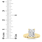 2CTW Emerald Shaped Lab Grown Diamond (F/VS) Cathedral Shank Engagement Ring in 14K Yellow Gold