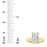 2CTW Emerald Shaped Lab Grown Diamond (F/VS) Cathedral Shank Engagement Ring in 14K Yellow Gold