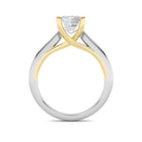 2.5CTW Emerald Shaped Lab Grown Diamond (F/VS) Two Tone Cathedral Shank Engagement Ring in 14K Gold