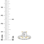 2.5CTW Emerald Shaped Lab Grown Diamond (F/VS) Two Tone Cathedral Shank Engagement Ring in 14K Gold