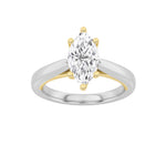 1CTW Marquise Shaped Lab Grown Diamond (F/VS) Two Tone Six Prong Engagement Ring in 14K Gold