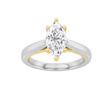 1CTW Marquise Shaped Lab Grown Diamond (F/VS) Two Tone Six Prong Engagement Ring in 14K Gold