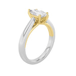 1CTW Marquise Shaped Lab Grown Diamond (F/VS) Two Tone Six Prong Engagement Ring in 14K Gold