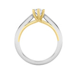 1CTW Marquise Shaped Lab Grown Diamond (F/VS) Two Tone Six Prong Engagement Ring in 14K Gold