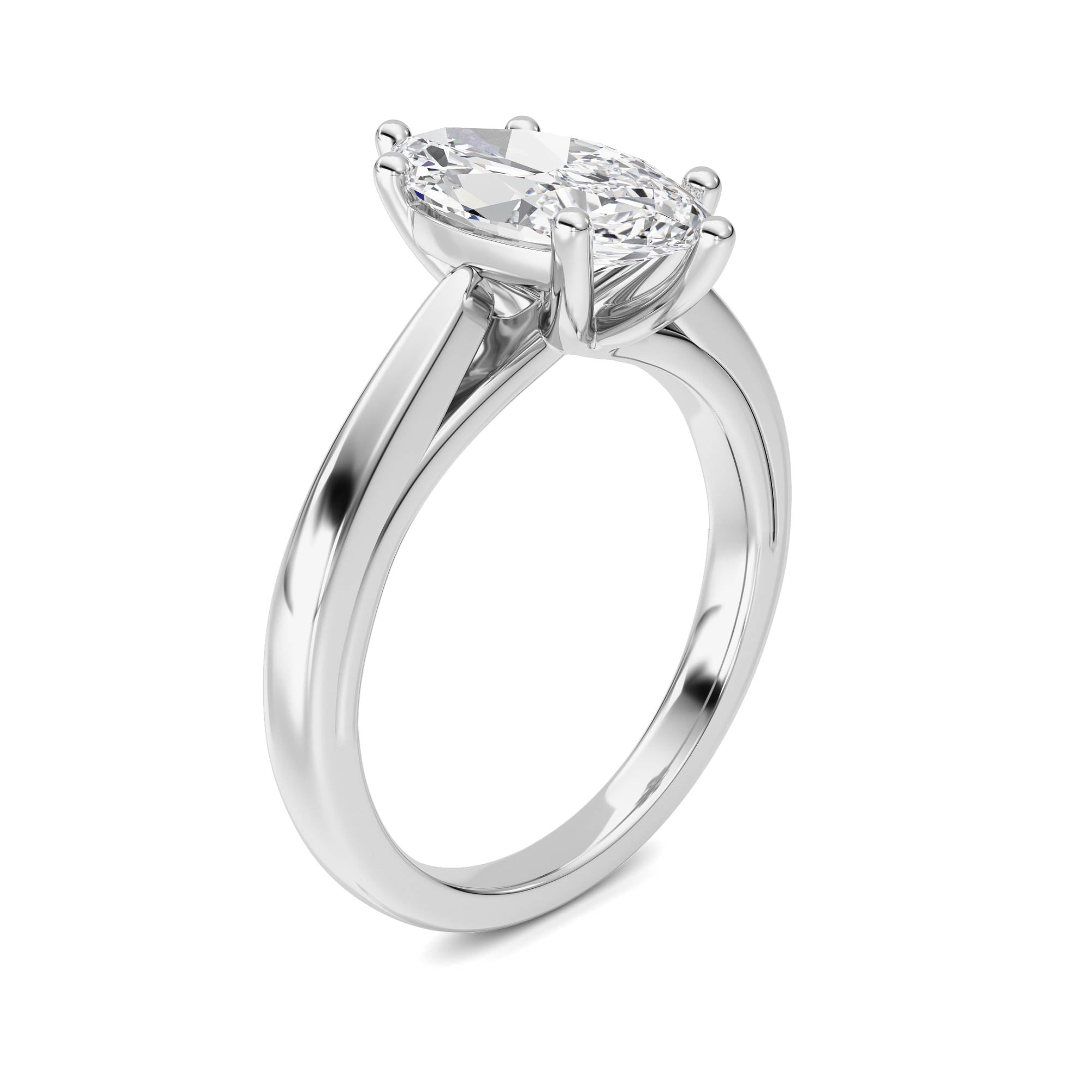2CTW Marquise Shaped Lab Grown Diamond (F/VS) Ring in 14K White Gold