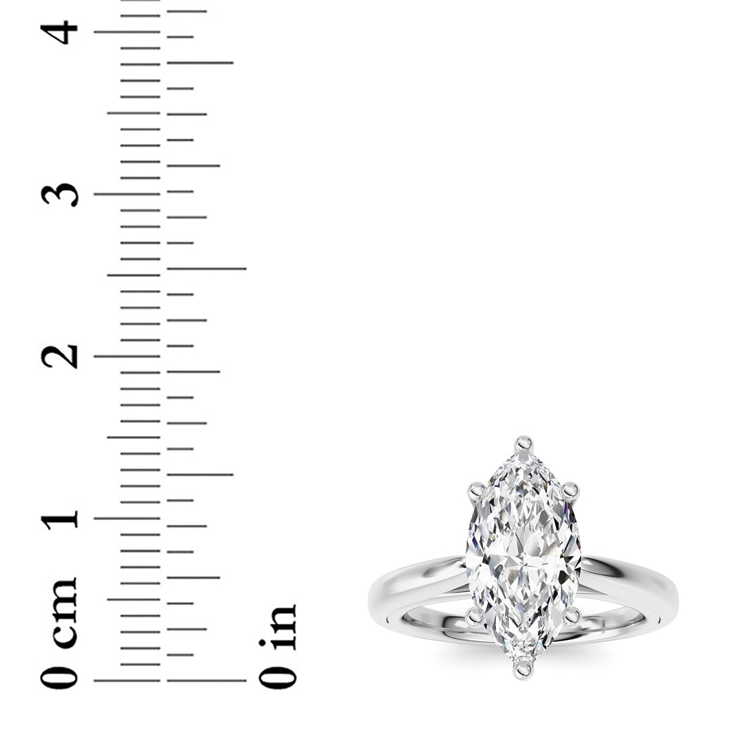 2CTW Marquise Shaped Lab Grown Diamond (F/VS) Ring in 14K White Gold