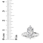 2CTW Marquise Shaped Lab Grown Diamond (F/VS) Ring in 14K White Gold