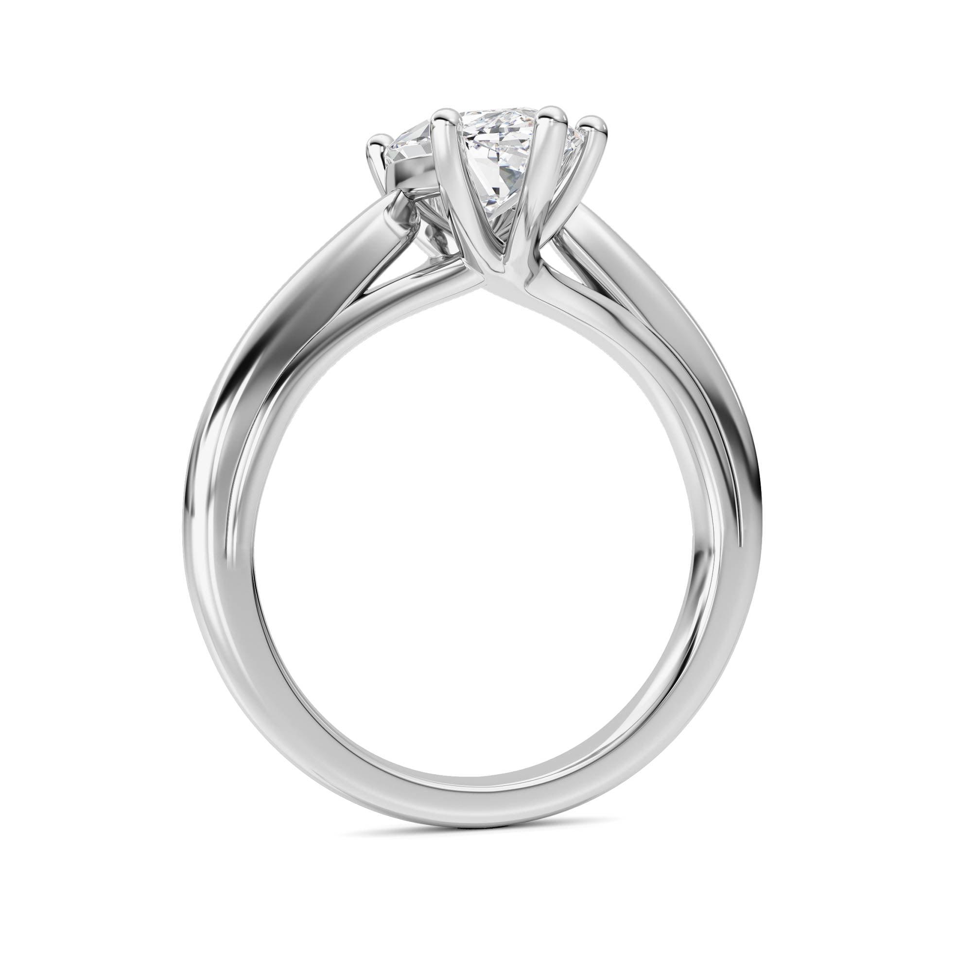 2CTW Marquise Shaped Lab Grown Diamond (F/VS) Ring in 14K White Gold