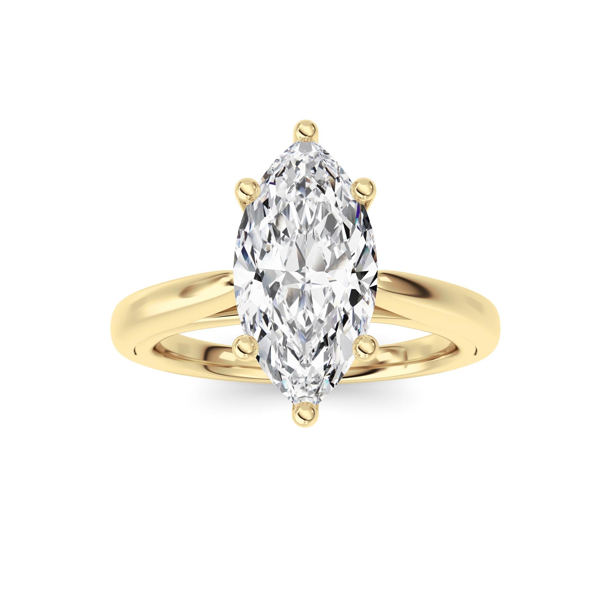 2CTW Marquise Shaped Lab Grown Diamond (F/VS) Ring in 14K Yellow Gold