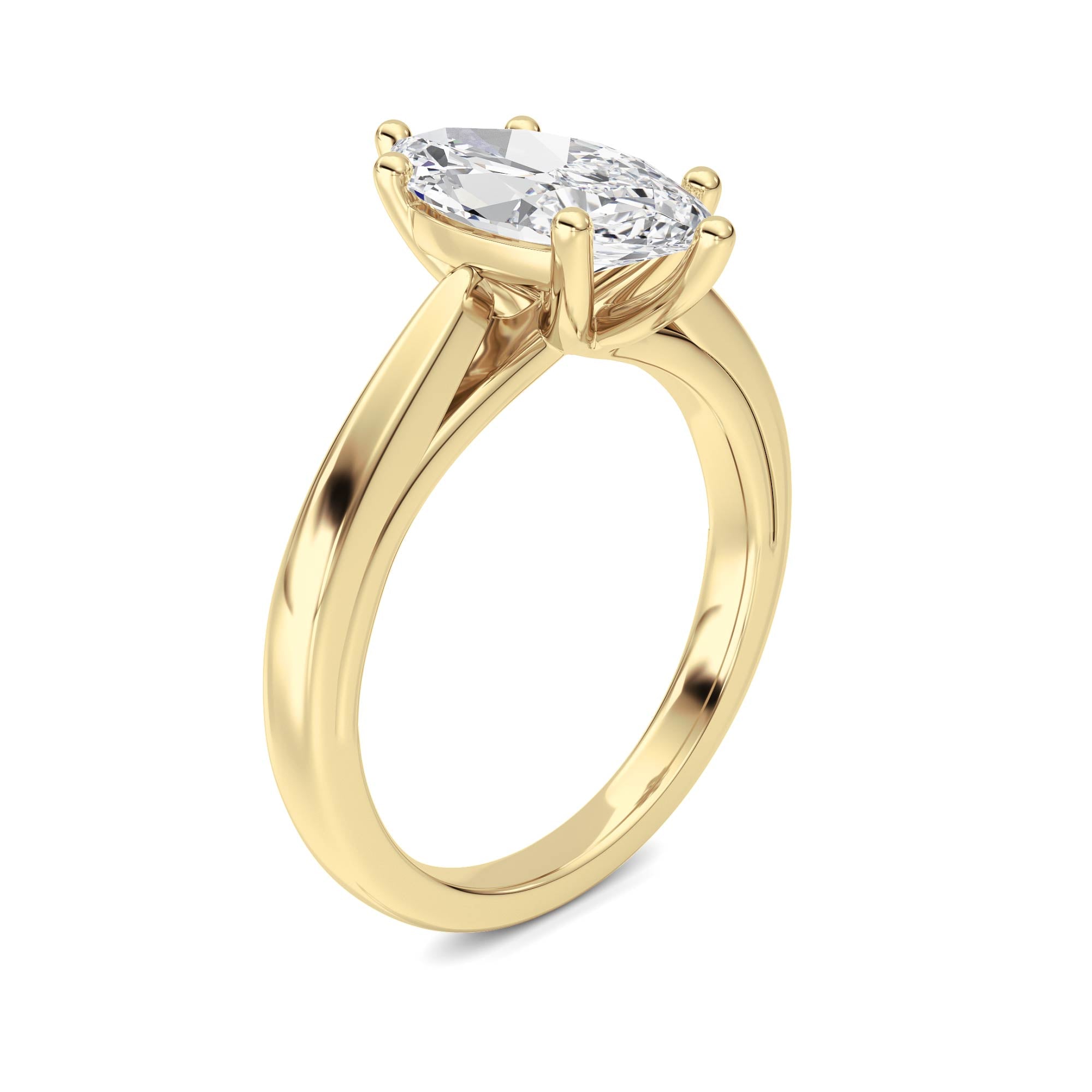 2CTW Marquise Shaped Lab Grown Diamond (F/VS) Ring in 14K Yellow Gold