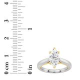 2CTW Marquise Shaped Lab Grown Diamond (F/VS) Ring in 14K White Gold|14K Yellow Gold