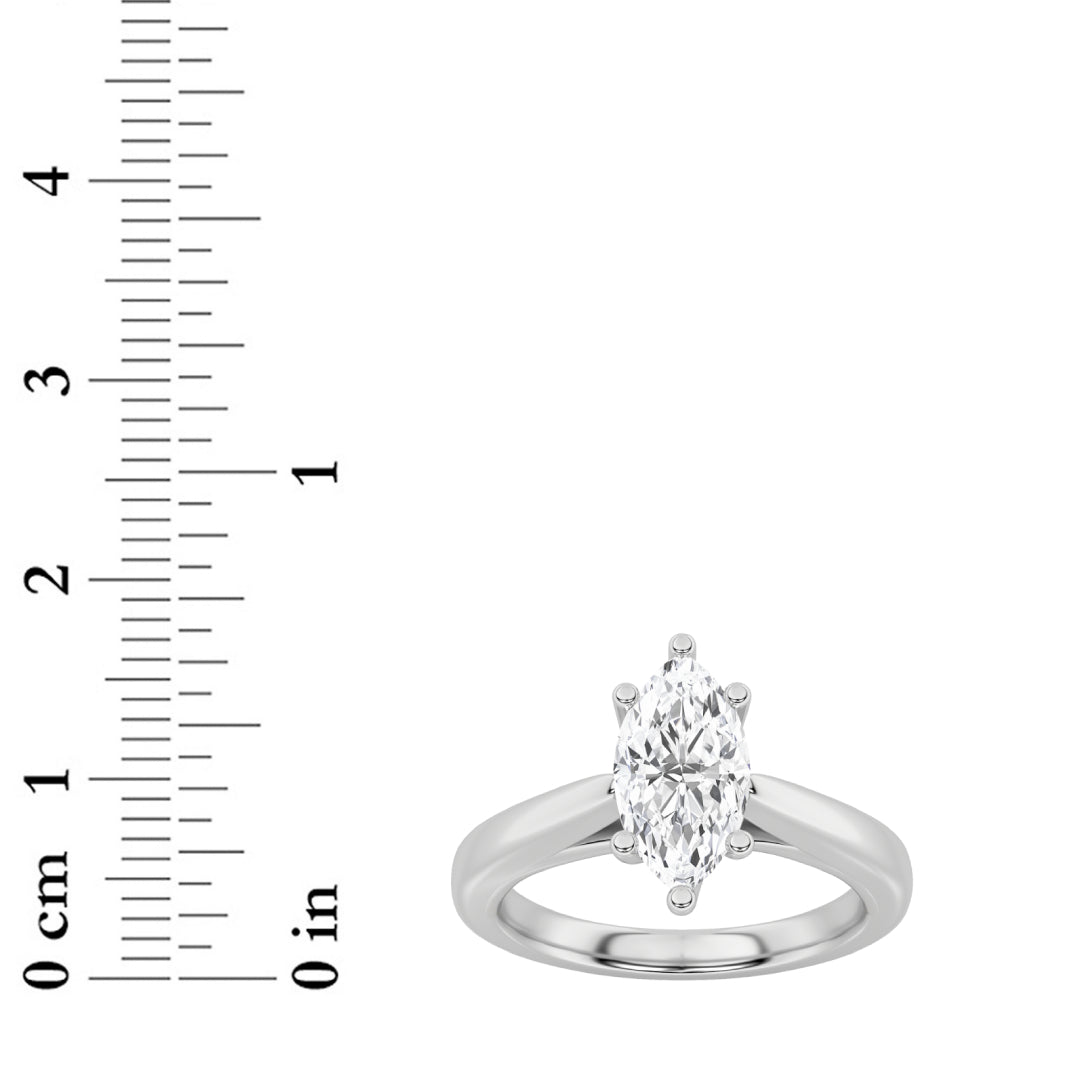 3CTW Marquise Shaped Lab Grown Diamond (F/VS) Ring in 14K White Gold
