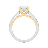 1CTW Oval Shaped Lab Grown Diamond (F/VS) Two Tone Cathedral Shank Engagement Ring in 14K Gold
