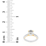 1CTW Oval Shaped Lab Grown Diamond (F/VS) Two Tone Cathedral Shank Engagement Ring in 14K Gold