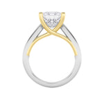 1CTW Princess Shaped Lab Grown Diamond (F/VS) Two Tone Cathedral Shank Engagement Ring in 14K Gold