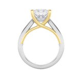2CTW Princess Shaped Lab Grown Diamond (G/VS) Two Tone Cathedral Shank Engagement Ring in 14K Gold