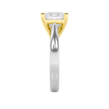 2CTW Princess Shaped Lab Grown Diamond (G/VS) Two Tone Cathedral Shank Engagement Ring in 14K Gold