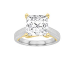 3CTW Princess Shaped Lab Grown Diamond (F/VS) Two Tone Cathedral Shank Engagement Ring in 14K Gold