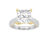 3CTW Princess Shaped Lab Grown Diamond (F/VS) Two Tone Cathedral Shank Engagement Ring in 14K Gold