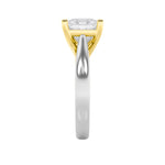 3CTW Princess Shaped Lab Grown Diamond (F/VS) Two Tone Cathedral Shank Engagement Ring in 14K Gold