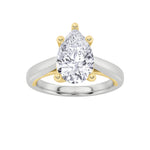 1CTW Pear Shaped Lab Grown Diamond (F/VS) Two Tone Cathedral Shank Engagement Ring in 14K Gold