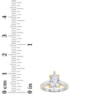 2CTW Pear Shaped Lab Grown Diamond (F/VS) Two Tone Cathedral Shank Engagement Ring in 14K Gold