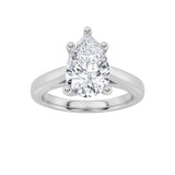 3CTW Pear Shaped Lab Grown Diamond (F/VS) Ring in 14K White Gold