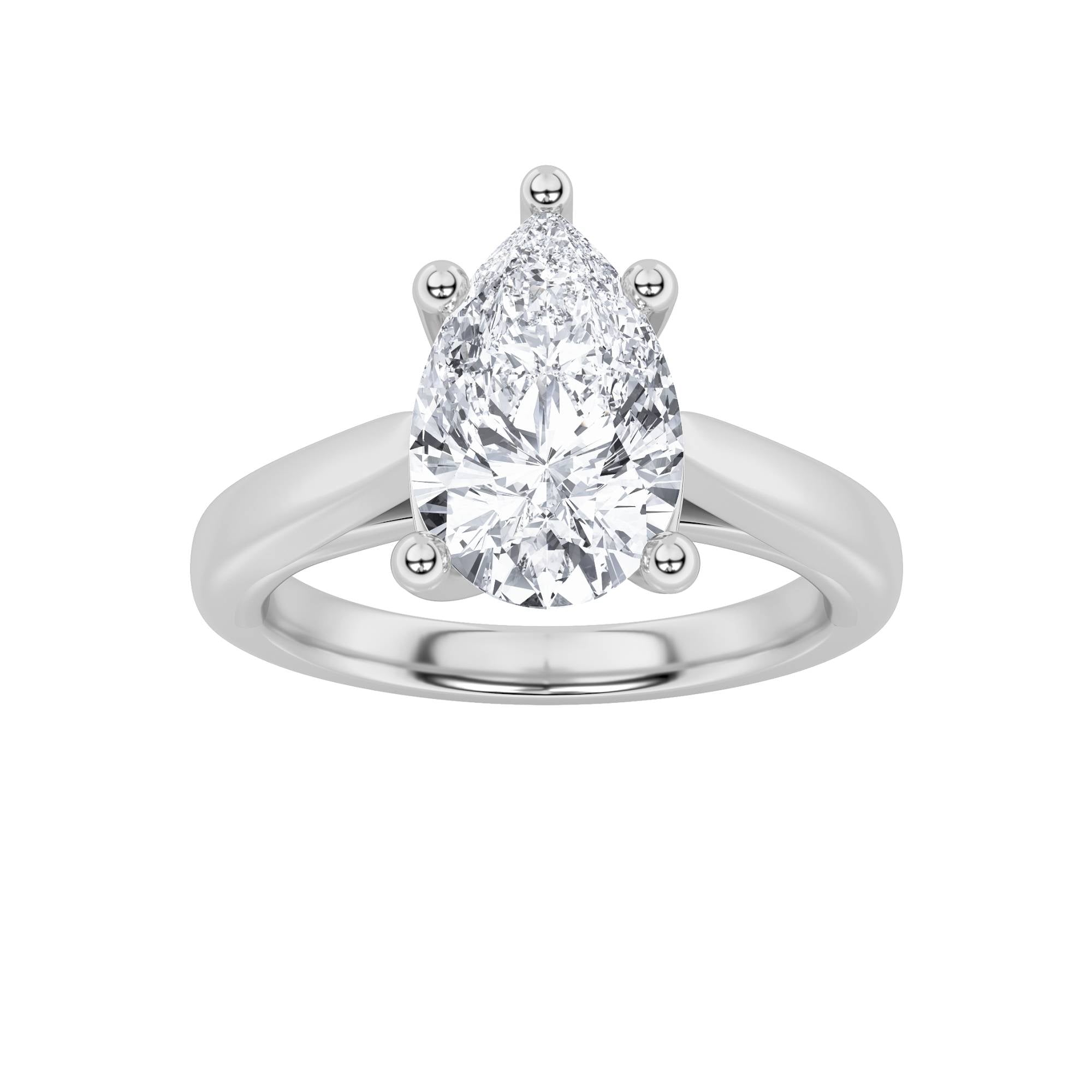3CTW Pear Shaped Lab Grown Diamond (F/VS) Ring in 14K White Gold