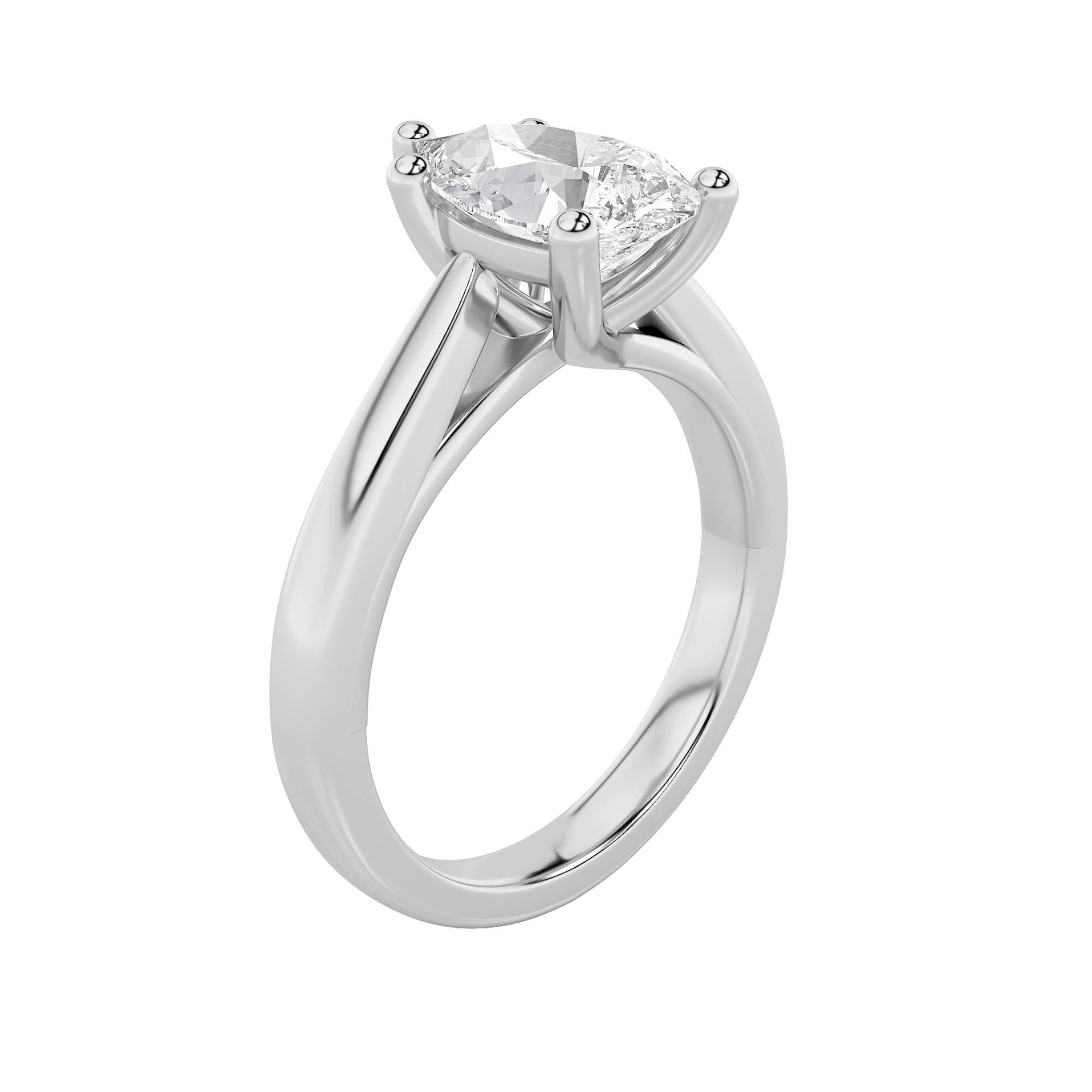3CTW Pear Shaped Lab Grown Diamond (F/VS) Ring in 14K White Gold