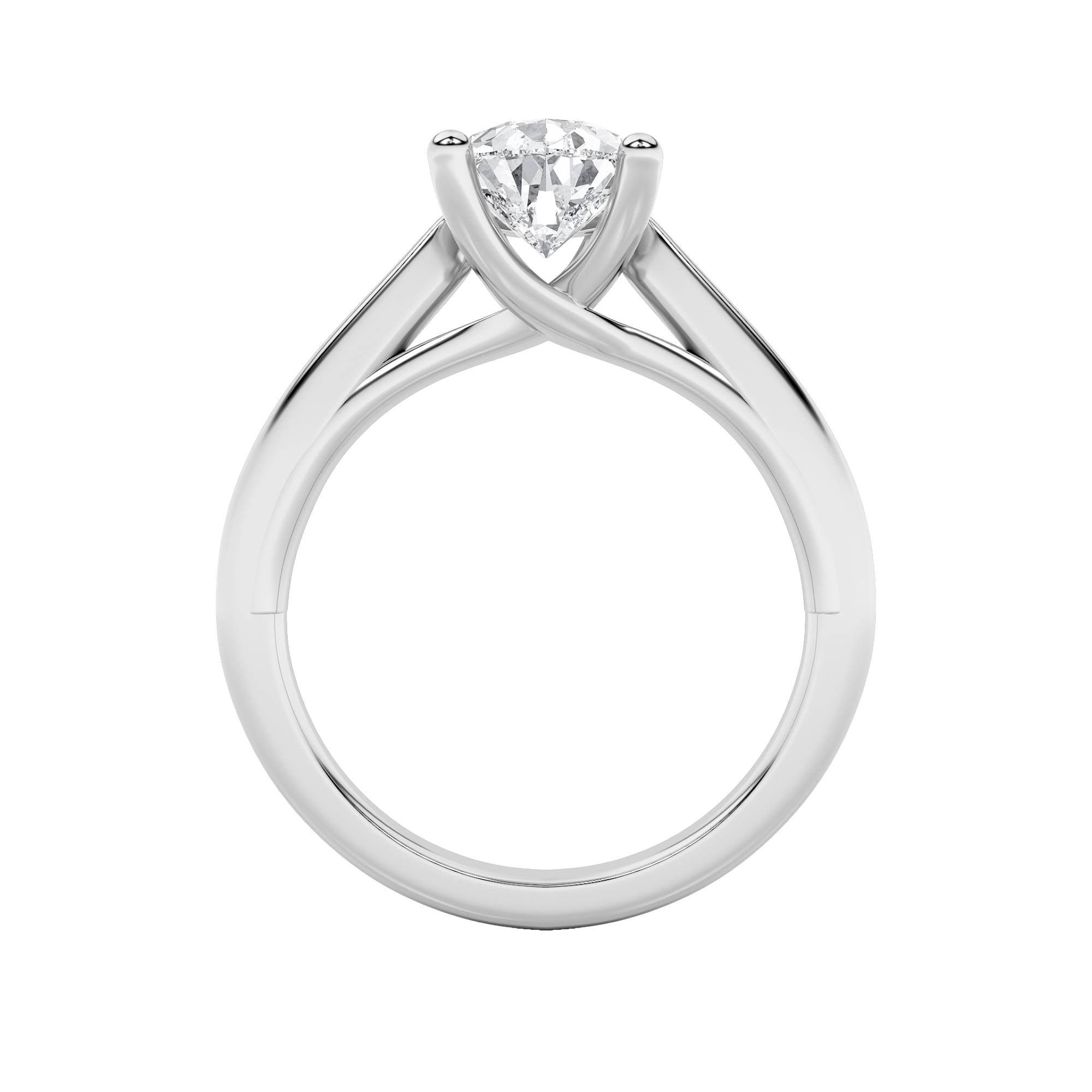 3CTW Pear Shaped Lab Grown Diamond (F/VS) Ring in 14K White Gold
