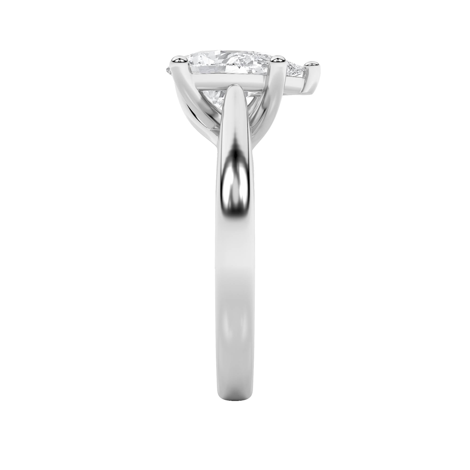 3CTW Pear Shaped Lab Grown Diamond (F/VS) Ring in 14K White Gold