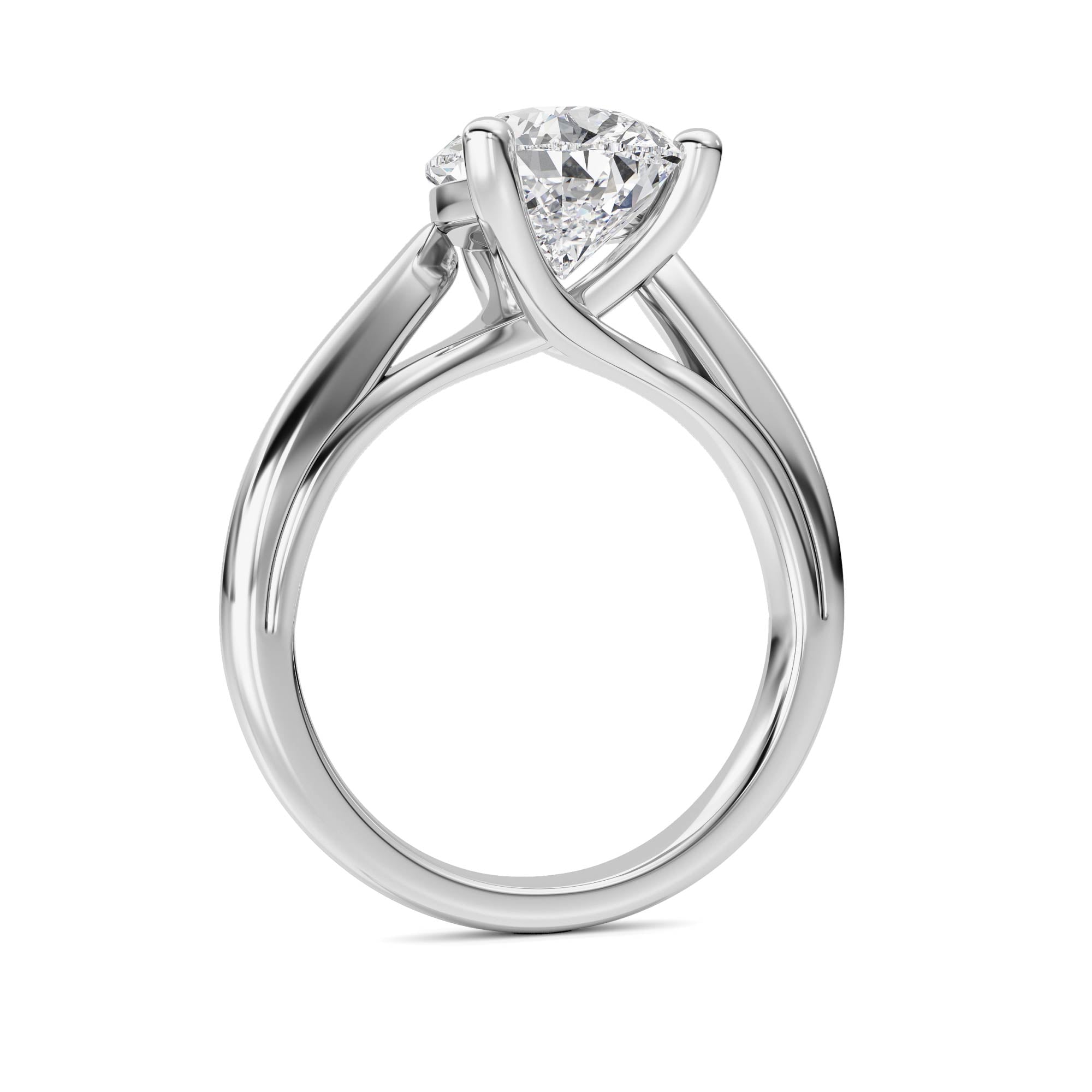 3CTW Pear Shaped Lab Grown Diamond (F/VS) Ring in 14K White Gold