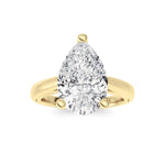 3CTW Pear Shaped Lab Grown Diamond (F/VS) Ring in 14K Yellow Gold