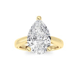3CTW Pear Shaped Lab Grown Diamond (F/VS) Ring in 14K Yellow Gold