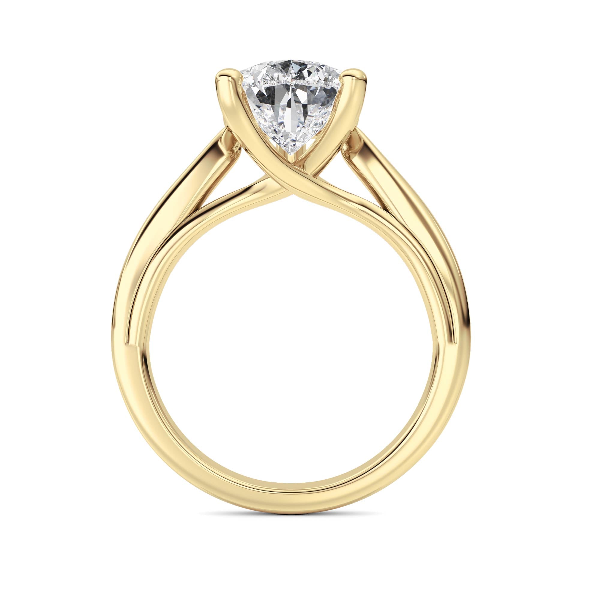 3CTW Pear Shaped Lab Grown Diamond (F/VS) Ring in 14K Yellow Gold