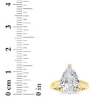 3CTW Pear Shaped Lab Grown Diamond (F/VS) Ring in 14K Yellow Gold