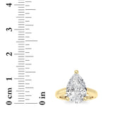 3CTW Pear Shaped Lab Grown Diamond (F/VS) Ring in 14K Yellow Gold