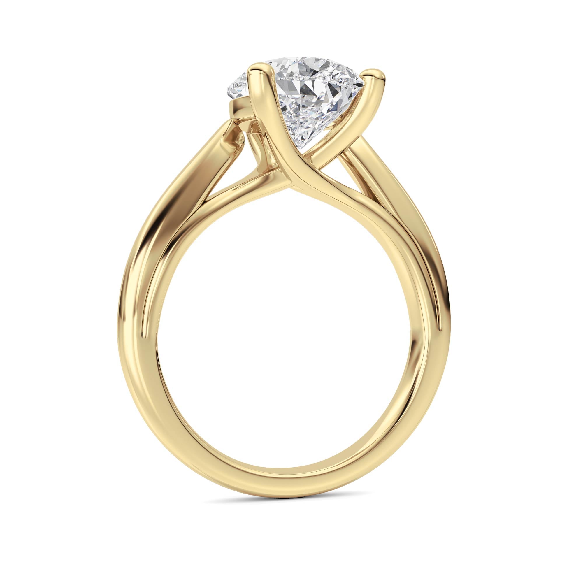3CTW Pear Shaped Lab Grown Diamond (F/VS) Ring in 14K Yellow Gold
