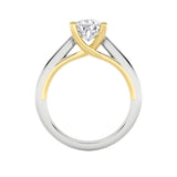 3CTW Pear Shaped Lab Grown Diamond (F/VS) Ring in 14K White Gold|14K Yellow Gold