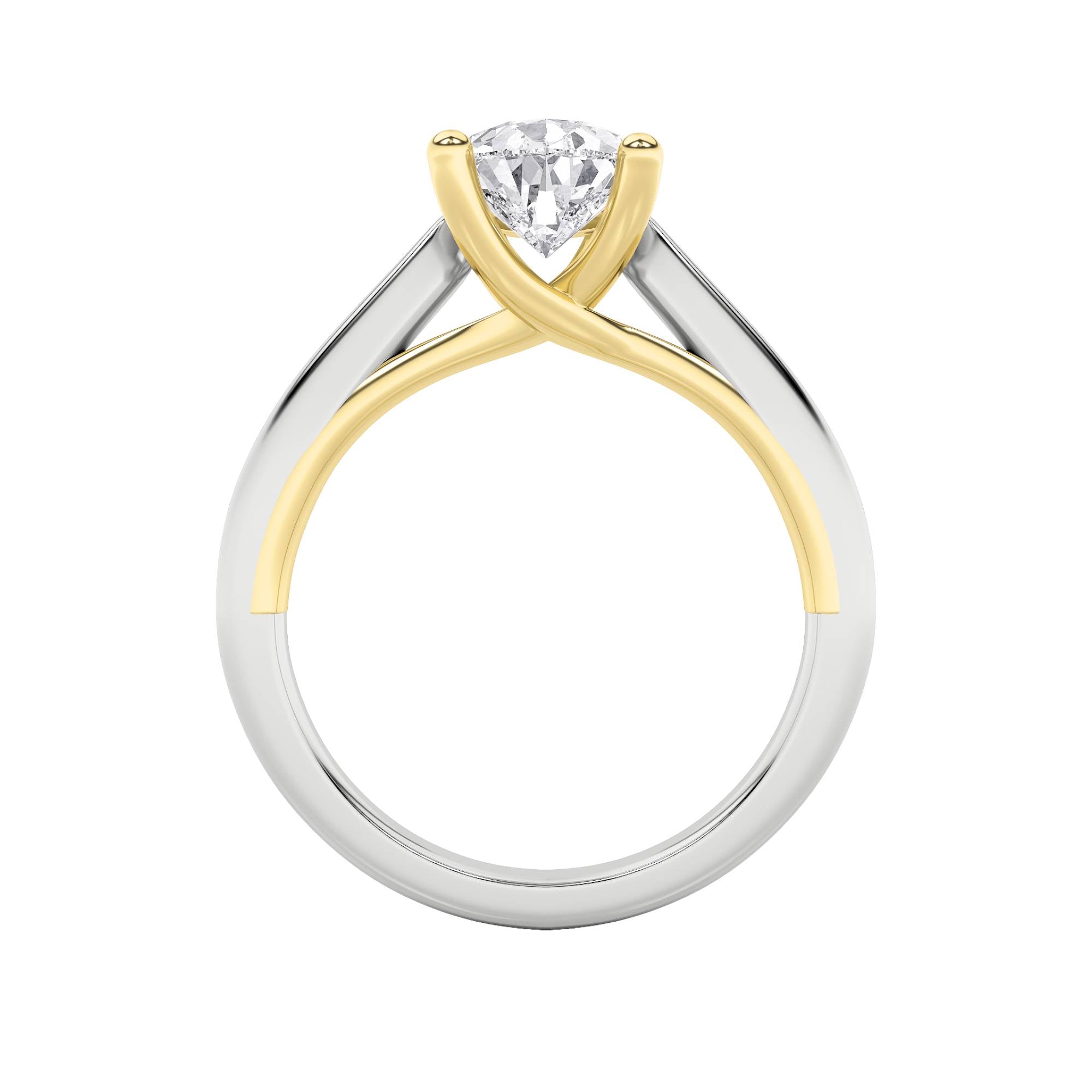 3CTW Pear Shaped Lab Grown Diamond (F/VS) Ring in 14K White Gold|14K Yellow Gold