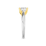 1CTW Round Shaped Lab Grown Diamond (F/VS) Two Tone Cathedral Shank Engagement Ring in 14K Gold