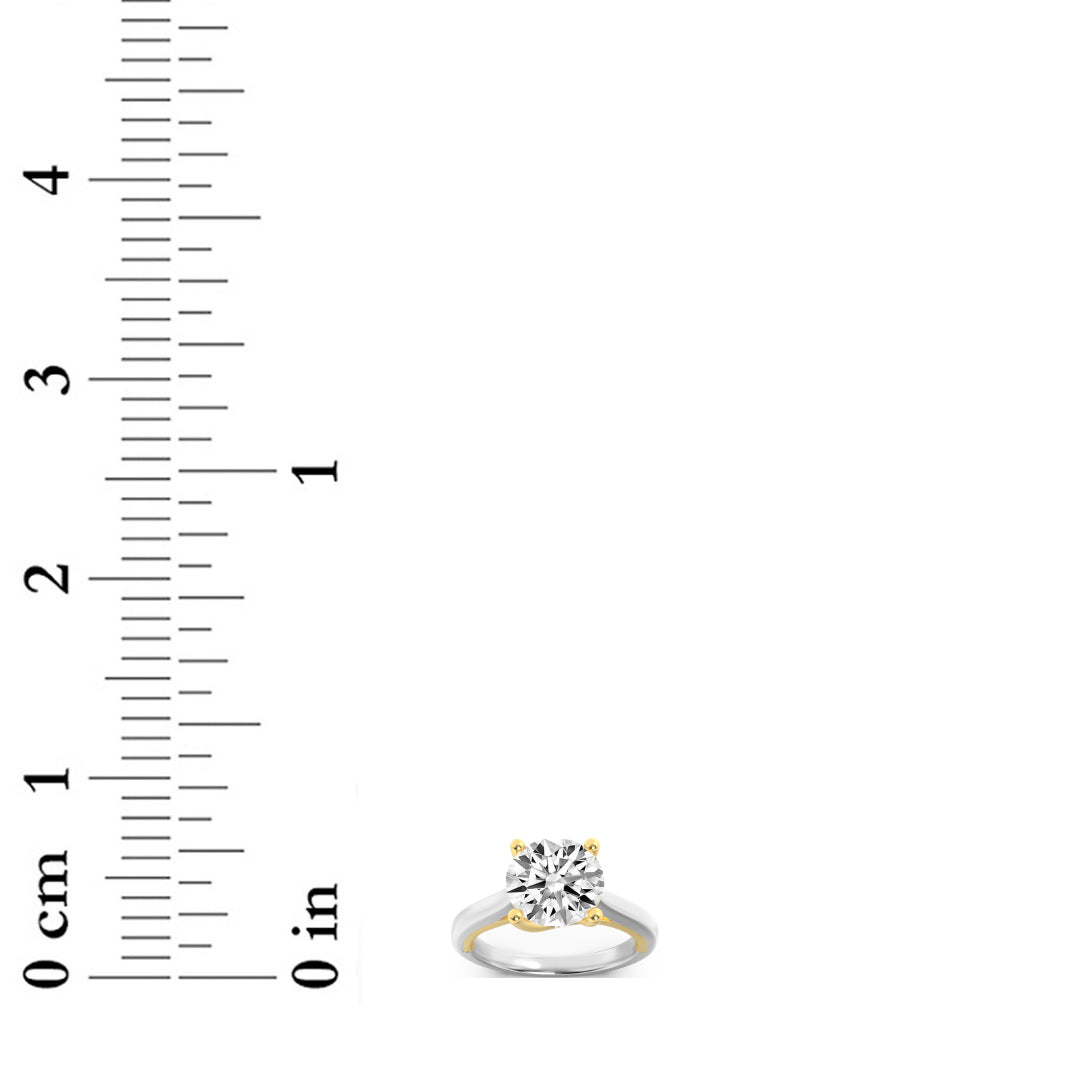 1.5CTW Round Shaped Lab Grown Diamond (F/VS) Two Tone Cathedral Shank Engagement Ring in 14K Gold