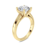 2CTW Round Shaped Lab Grown Diamond (F/VS) Cathedral Shank Engagement Ring in 14K Yellow Gold