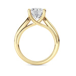 2CTW Round Shaped Lab Grown Diamond (F/VS) Cathedral Shank Engagement Ring in 14K Yellow Gold