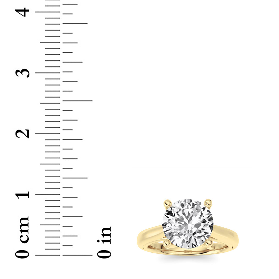 2CTW Round Shaped Lab Grown Diamond (F/VS) Cathedral Shank Engagement Ring in 14K Yellow Gold