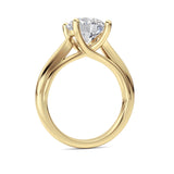 2CTW Round Shaped Lab Grown Diamond (F/VS) Cathedral Shank Engagement Ring in 14K Yellow Gold