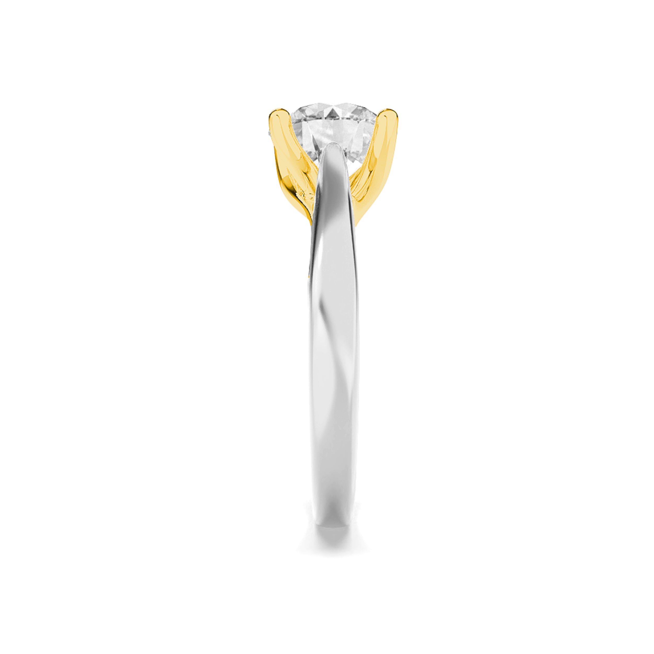 2.5CTW Round Shaped Lab Grown Diamond (G/VS) Two Tone Cathedral Shank Engagement Ring in 14K Gold