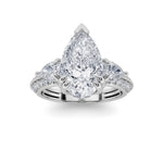3.5CTW Pear Shaped Lab Grown Diamond (G/VS) Three Stone Accented Engagement Ring in 14K Gold